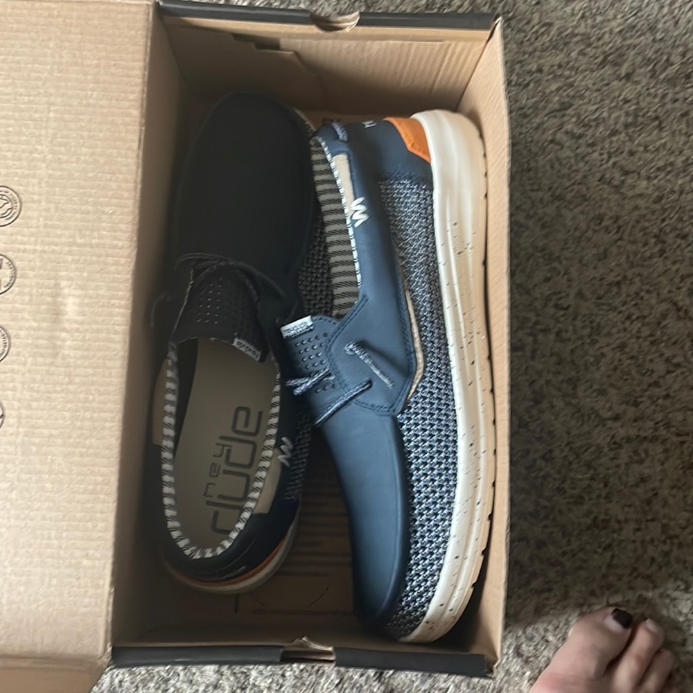 Men’s size 12 hey dudes new in box navy blue